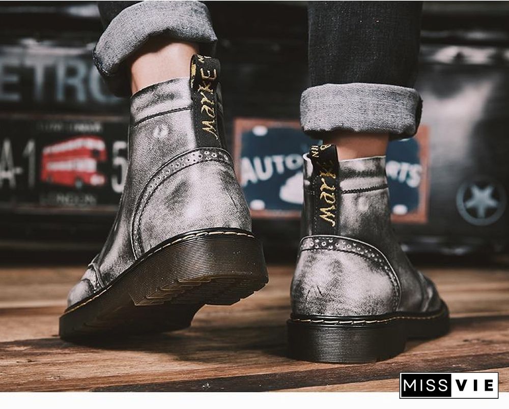 Leather Men Boots Winter Waterproof Ankle Boots Riding Boots Outdoor Working Snow Boots Men Shoes