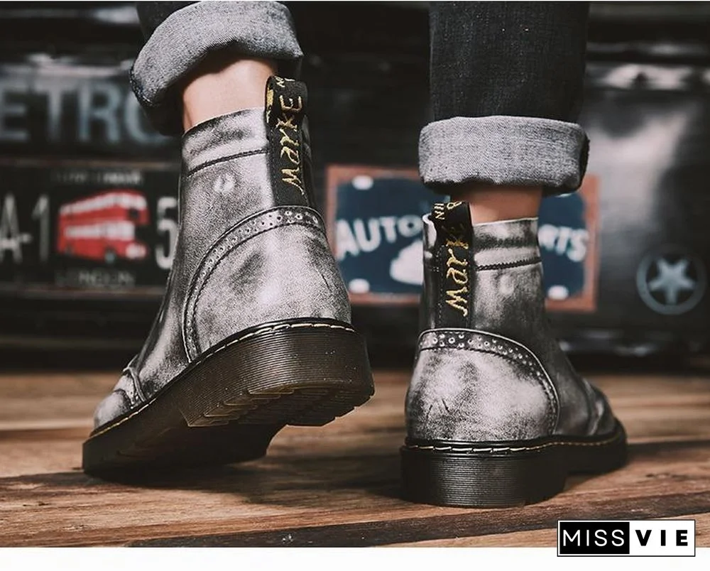 Leather Men Boots Winter Waterproof Ankle Boots Riding Boots Outdoor Working Snow Boots Men Shoes