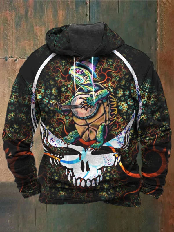 Unisex Skull Terrapin Print Heavyweight Hoodies
