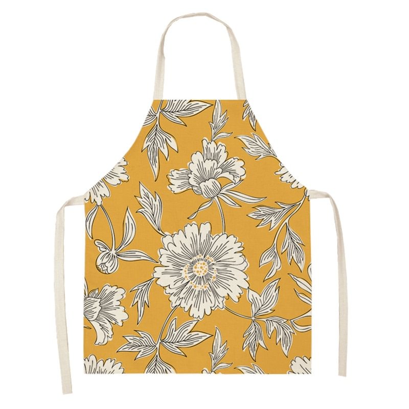 Linen Kitchen Apron - Flowers letclo DZ0126