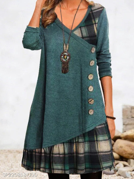 Women Long Sleeve V-neck Graphic Floral Printed Top