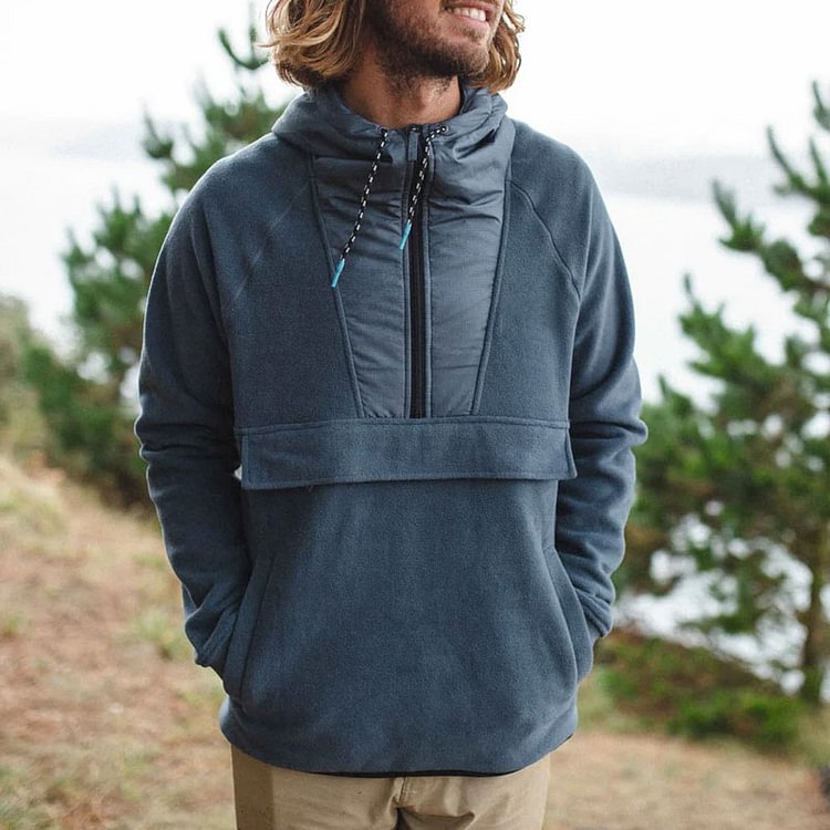 Recycled rocker fleece cold-proof men's hoodie
