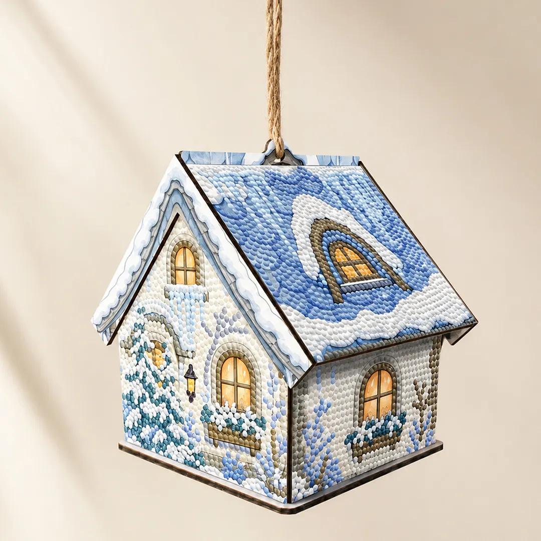 DIY Wooden House Diamond Art Painting Kit for Adults Home (Winter snowfield)