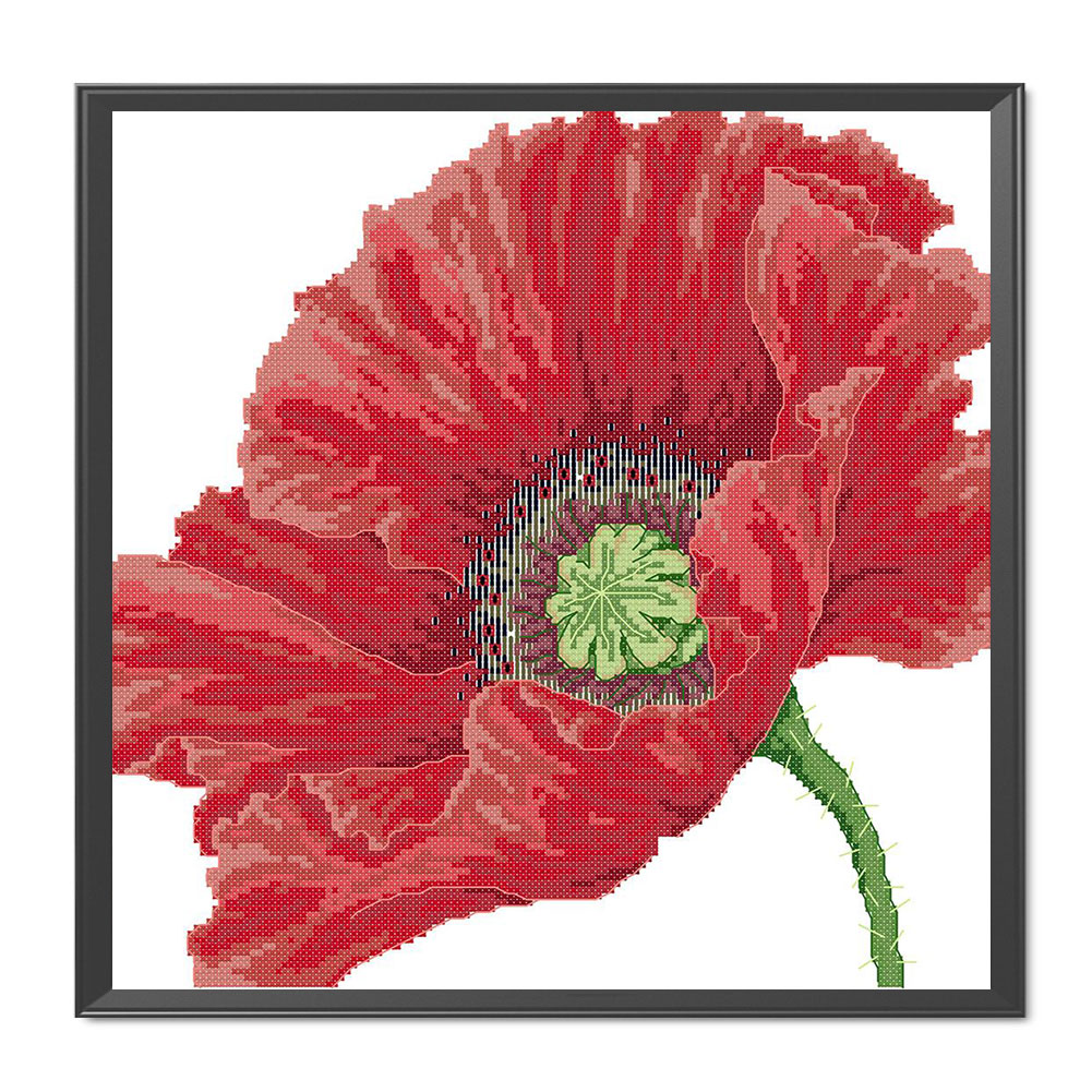 

Big Red Poppy - 14CT Counted Cross Stitch - 33*33CM, 501 Original