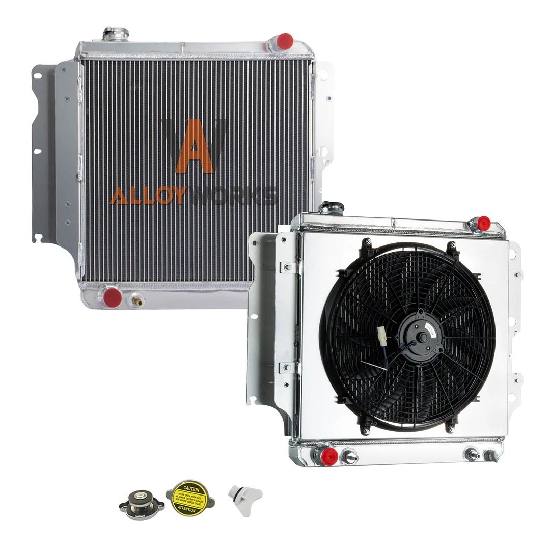 Alloyworks 3 Row Radiator with Shroud Fan For 1987-2006 Jeep Wrangler TJ YJ 4.0 4.2L 23" H x 26" W
