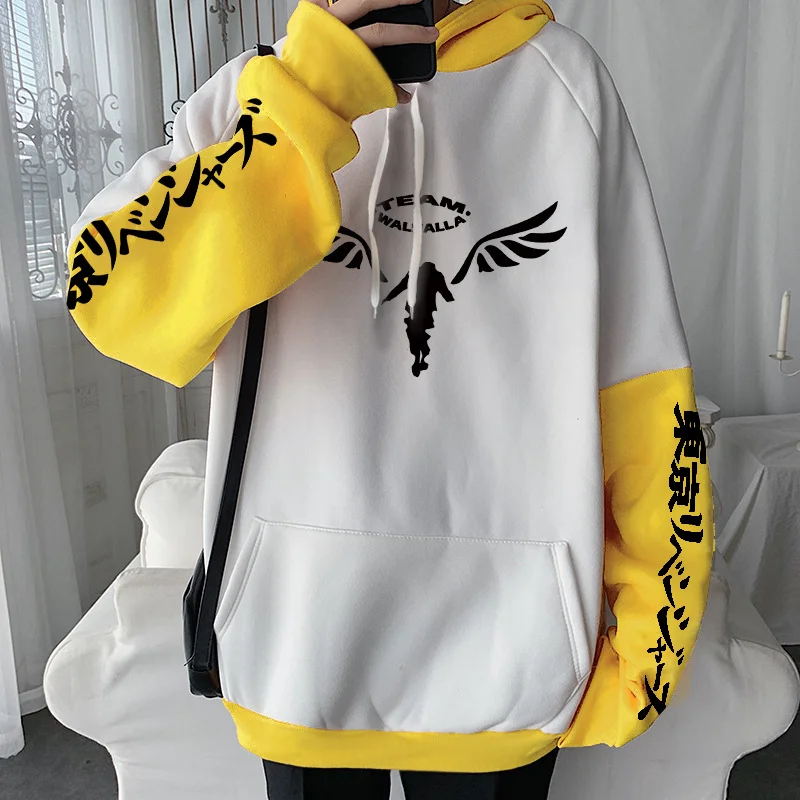 Aonga winter outfits men Tokyo Avengers Anime Color Matching Stitching Sweater Autumn and Winter Casual Coat Hoodie Anime aonga