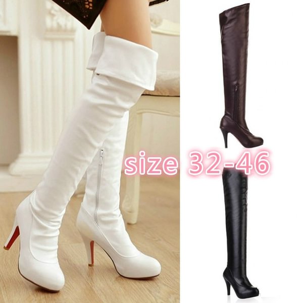 Big Promotion Boots Femininas New Winter Women Shoe High Heels Boots Knee Over Platforms Long Boots Plus size32 -46 - Life is Beautiful for You - SheChoic