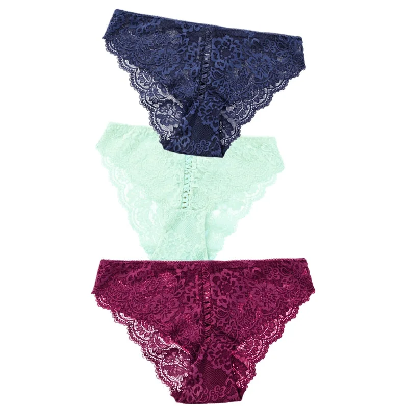 3pcs Sexy Lace Panty Women Briefs Panties Women Low Waist Lingerie Underwear Female Sexy Iminates L XL XXL Underpant 8 Colors