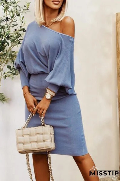 Ruched Lantern Sleeve Dress