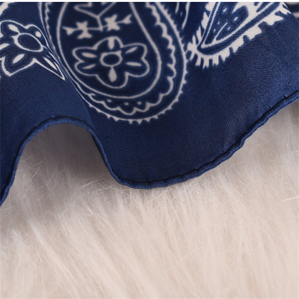 70cm*70cm Cashew Pattern Literary Satin Small Square Scarfs Navy-vocosishoes