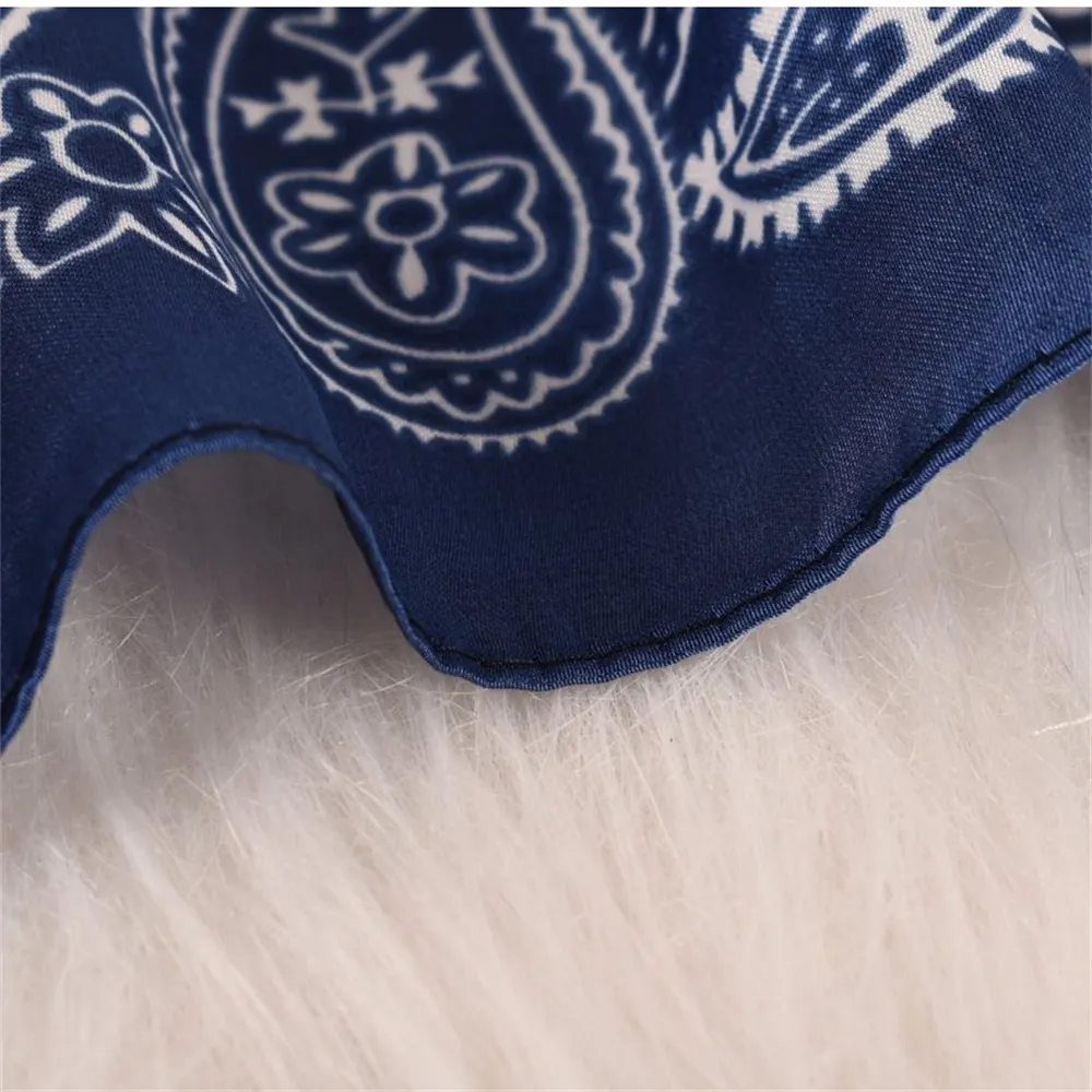70cm*70cm Cashew Pattern Literary Satin Small Square Scarfs Navy-vocosishoes