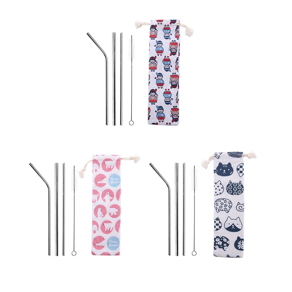 

5pcs/Set Stainless Steel Straight Bent Straws+Cleaning Brush Drinking Tool, Stainless steel pipette-a, 501 Original