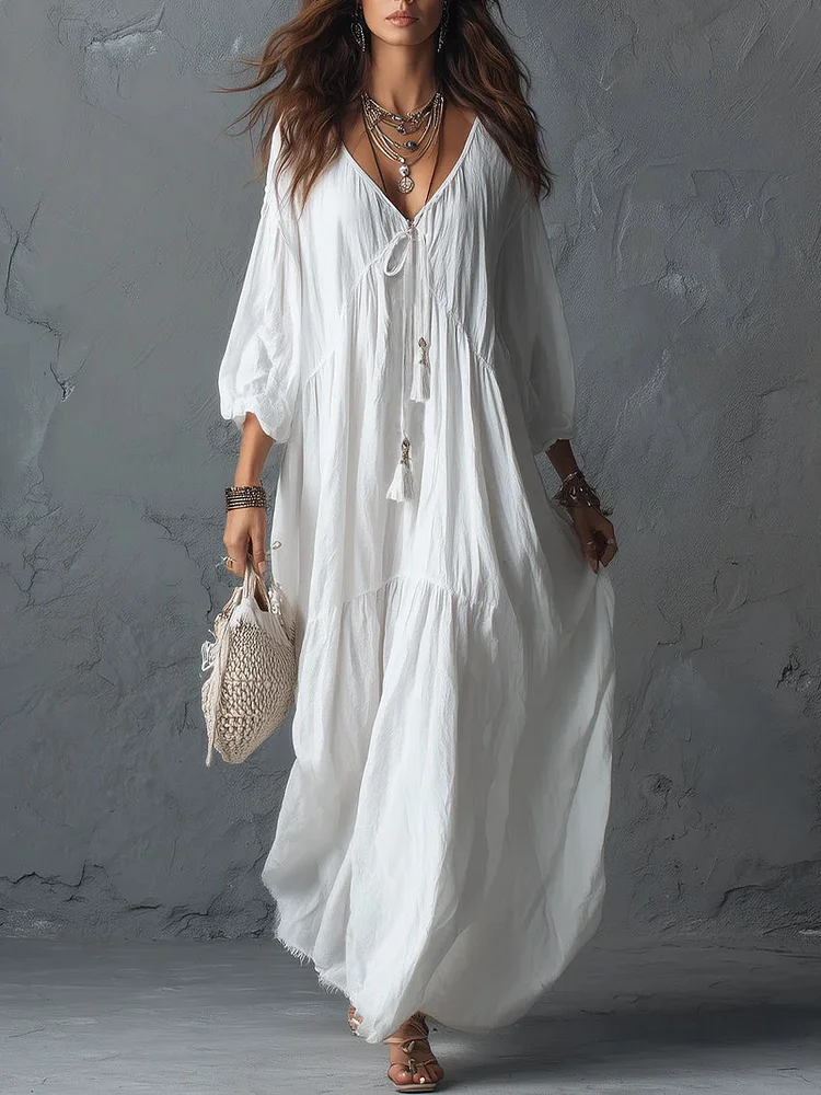 Women's Loose Bohemian Style Cotton Linen Long Dress
