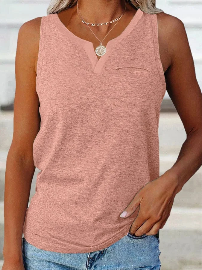 Women's solid color casual V-neck top