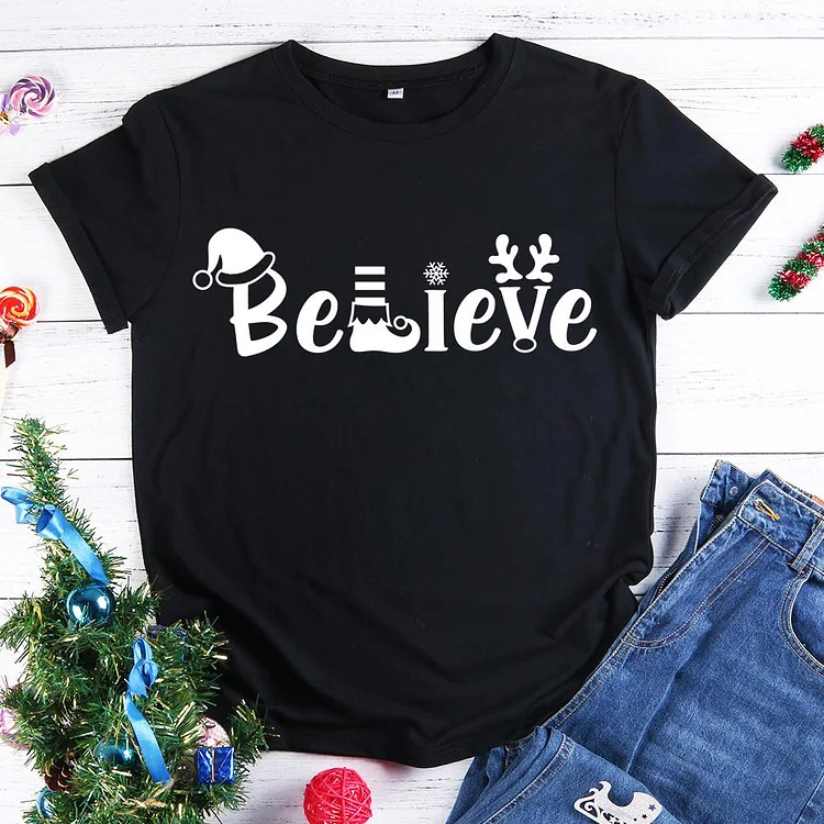 Believe Christmas T-Shirt Tee -599485-Annaletters
