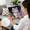 (25x25cm)DIY Pearl Painting Cat Framed Handmade Pearl Material Art Kit Living Room Decor