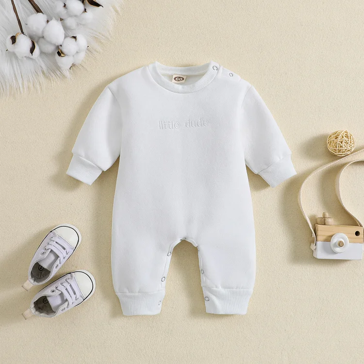 LITTLE DUDE Baby Solid Color Simple Romper