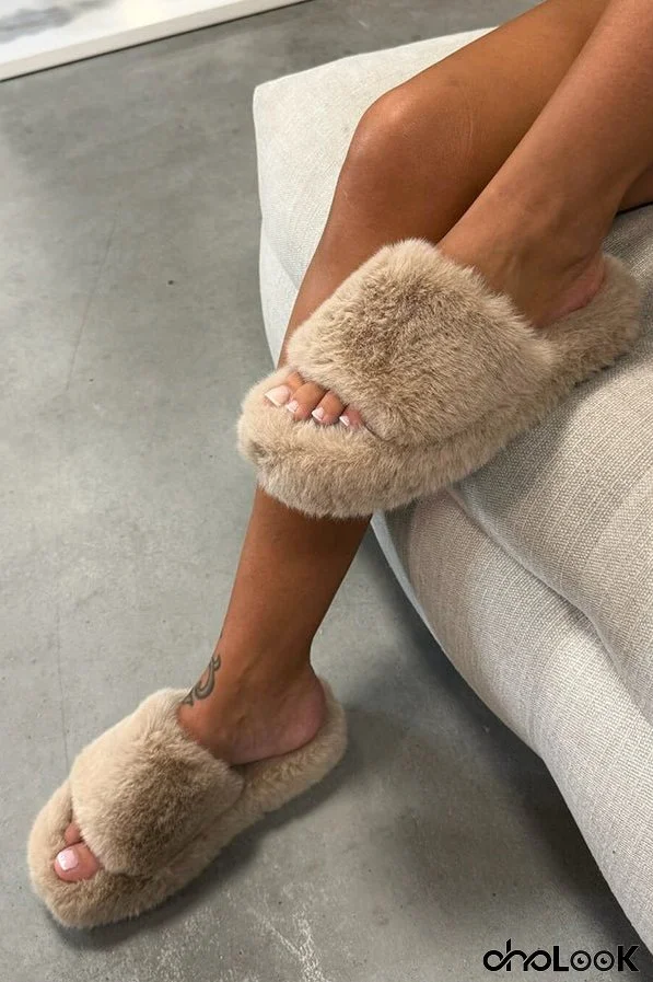 Casual Thick Sole Juwai Plush Slippers