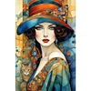 Retro Lady Woman-Full Embroidery 3 Strands 11CT Stamped Cross Stitch-50*75CM-Large Size