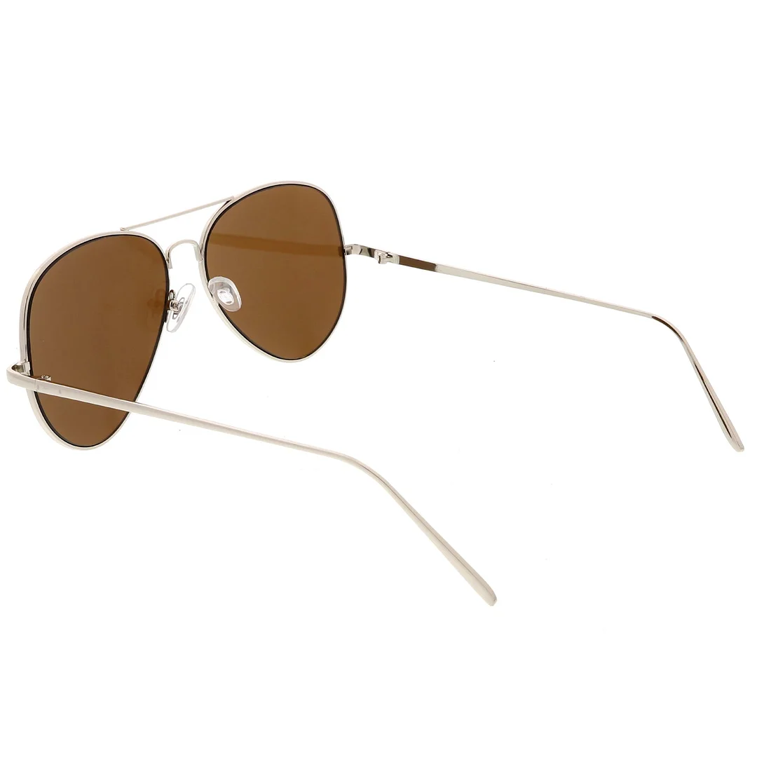 Classic Metal Aviator glasses Double Nose Bridge Color Mirror Flat Lens 59mm
