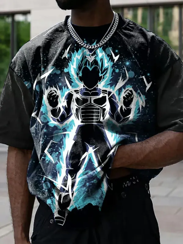Men's Fashionable Dragon Ball Vegeta Blue T-shirt