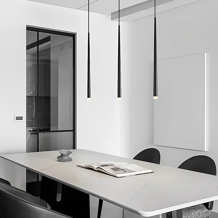 Minimalist Conical Long Tube Design COB Black Nordic Pendant Light - Appledas