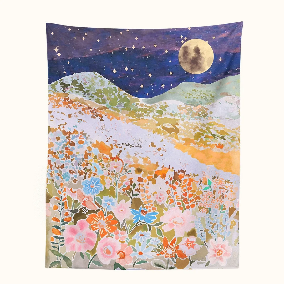 Psychedelic Floral Tapestry Hippie Flower Wall Carpets Dorm Decor Starry Sky Carpet home decoration wall macrame curtain