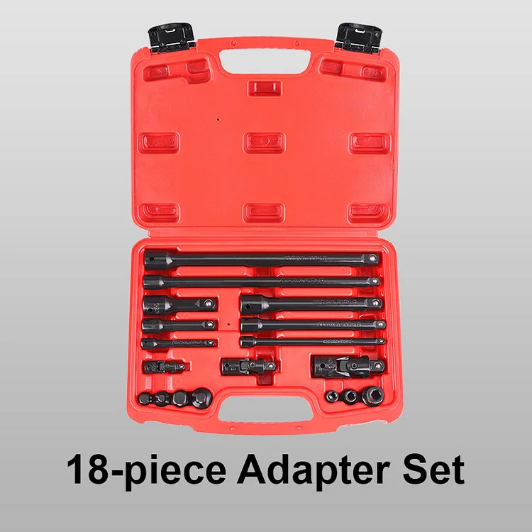 18-piece Adapter Set (Extension Bars/Universal Joints/Reducer Adapters/ Socket Adapters)