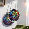 (25cm)DIY Acrylic Jigsaw Puzzle Window Hanging with Hanging Chain DIY Stained Glass Decoration Round Window Puzzle Decor for DIY Craft Project (Stained Glass Tree of Life)
