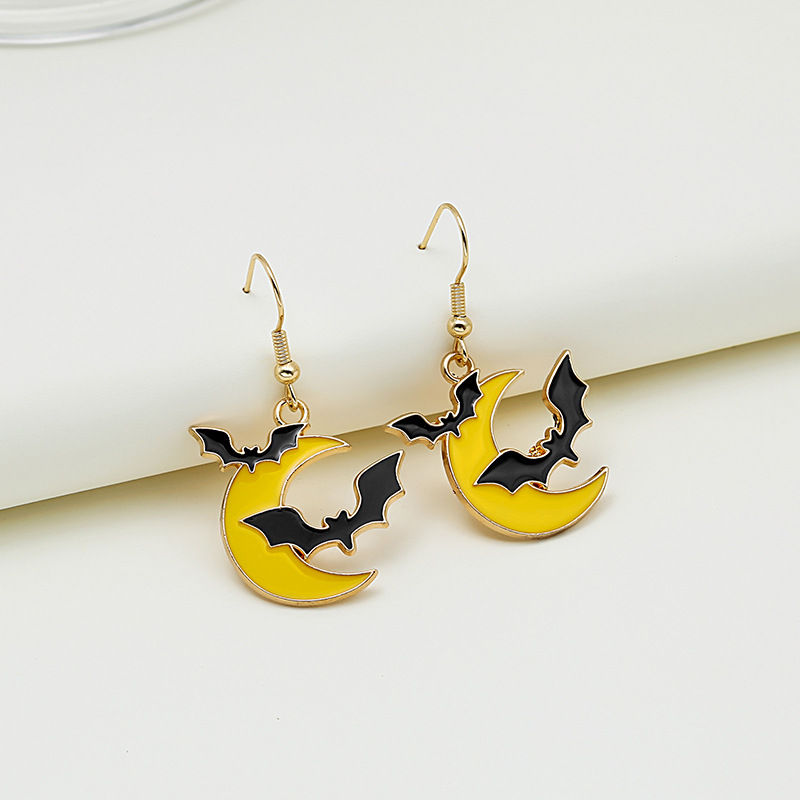 Halloween Black Cartoon Cat Bat Earrings 2024 - Flycurvy 