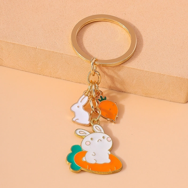 Cartoon Style Sweet Rainbow Bear Duck Alloy Keychain