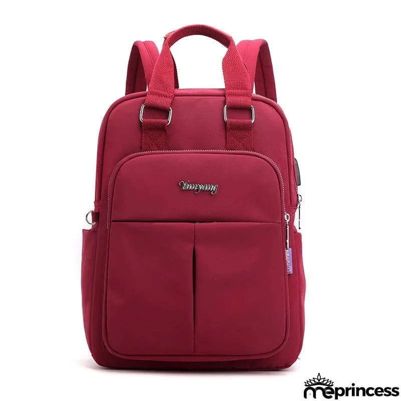 Women's Multi Functional Fashion Travel Backpack With USB Charge Port