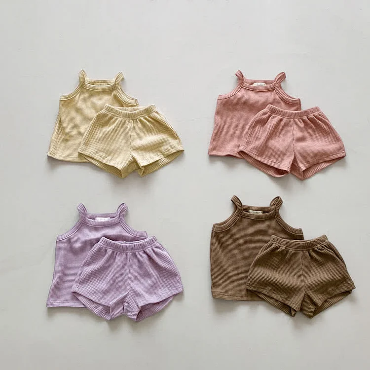 Baby Solid Color Camisole and Shorts Set