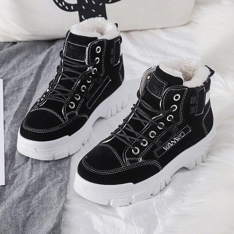 Women Boots 2021 Fashion Platform Snow Boots Women Comfort Winter Women Boots Warm Plush Short Boots Botines Mujer