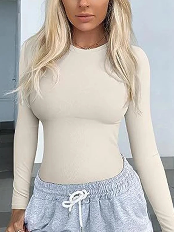 Women's round neck elastic inner T-shirt bottoming shirt