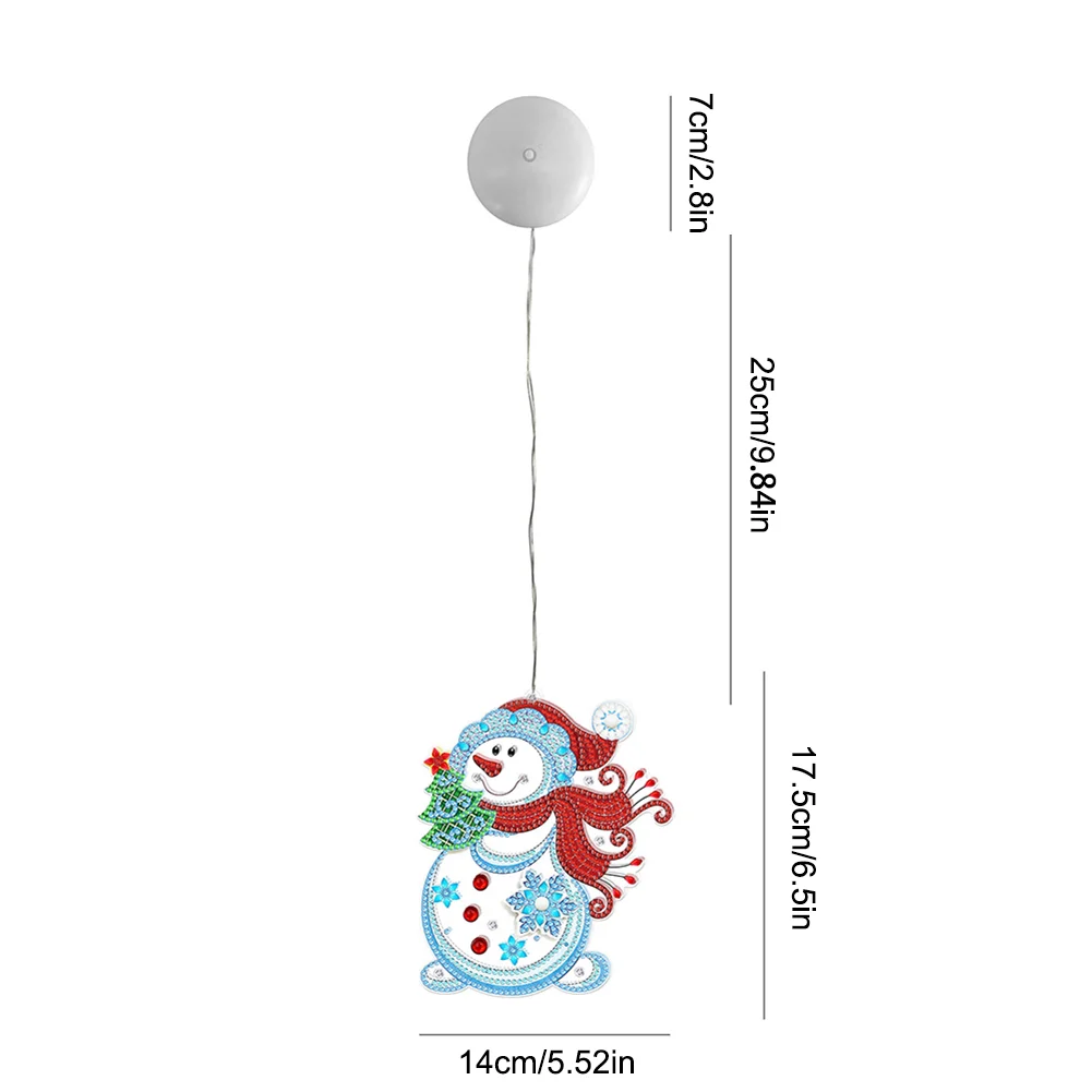 DIY Christmas Snowman Single Sided Special Shape Diamond Art Hanging Lamp Diamond Art Handmade Craft(Without Battery)