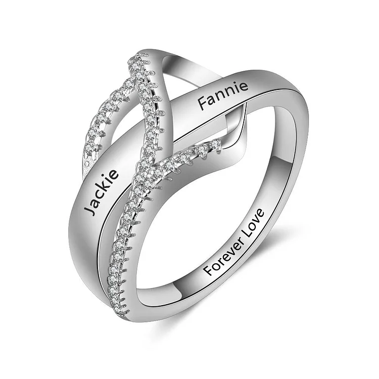 Promise Ring for Her Engraved 2 Name Personalized Anniversary Gift
