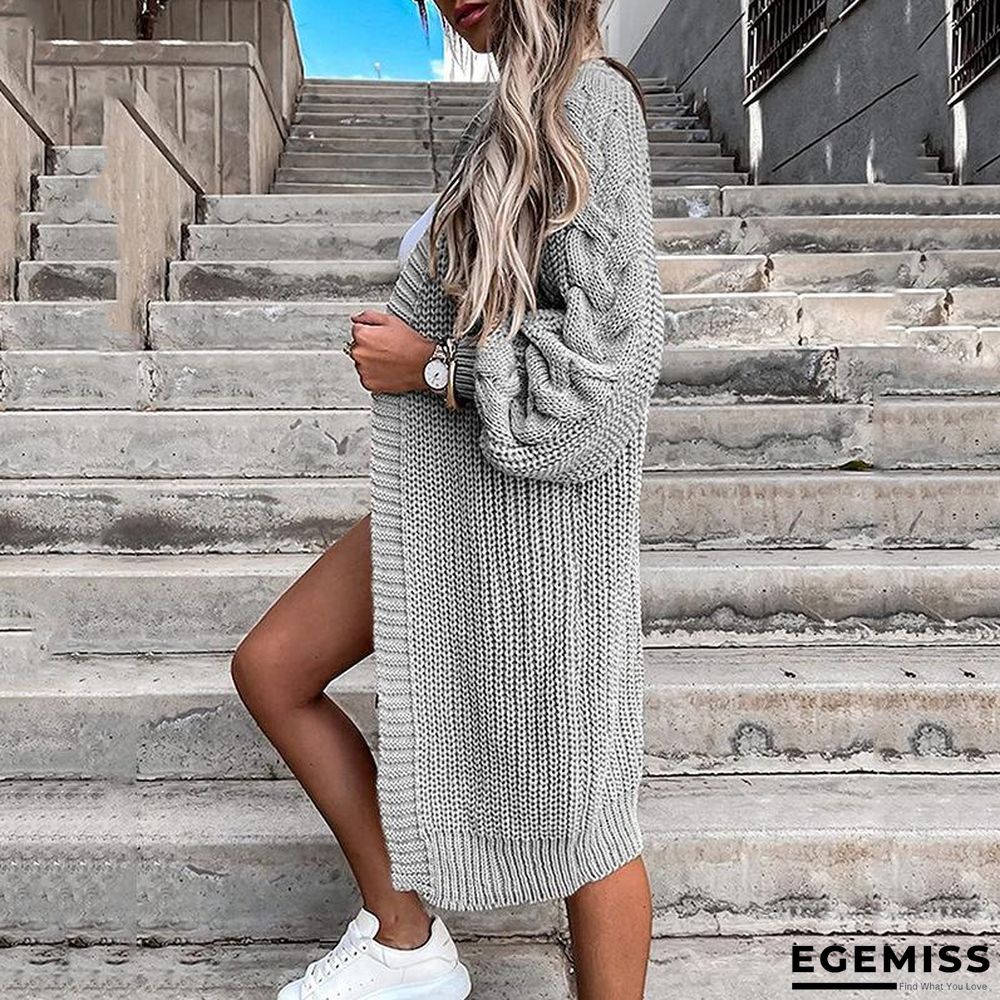 Cardigan Solid Color Loose Long Sleeve Knitted Coat | EGEMISS