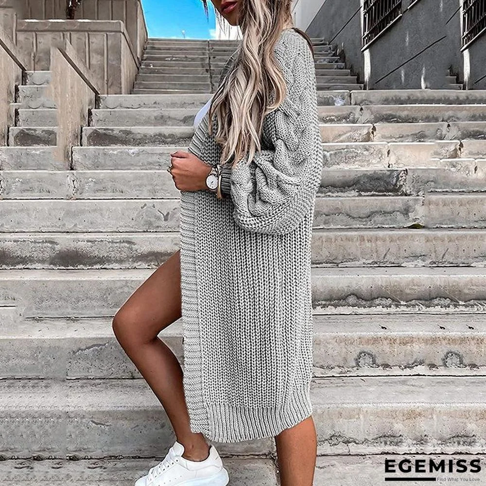 Cardigan Solid Color Loose Long Sleeve Knitted Coat | EGEMISS