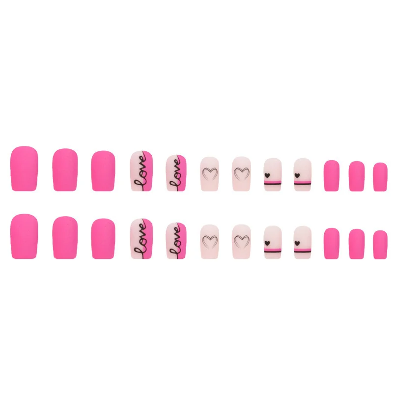 Churchf Barbie Powder European Square Type In The Long Sweet Love Nail Valentine's Day Fake Nail Holiday Love Wear Armor