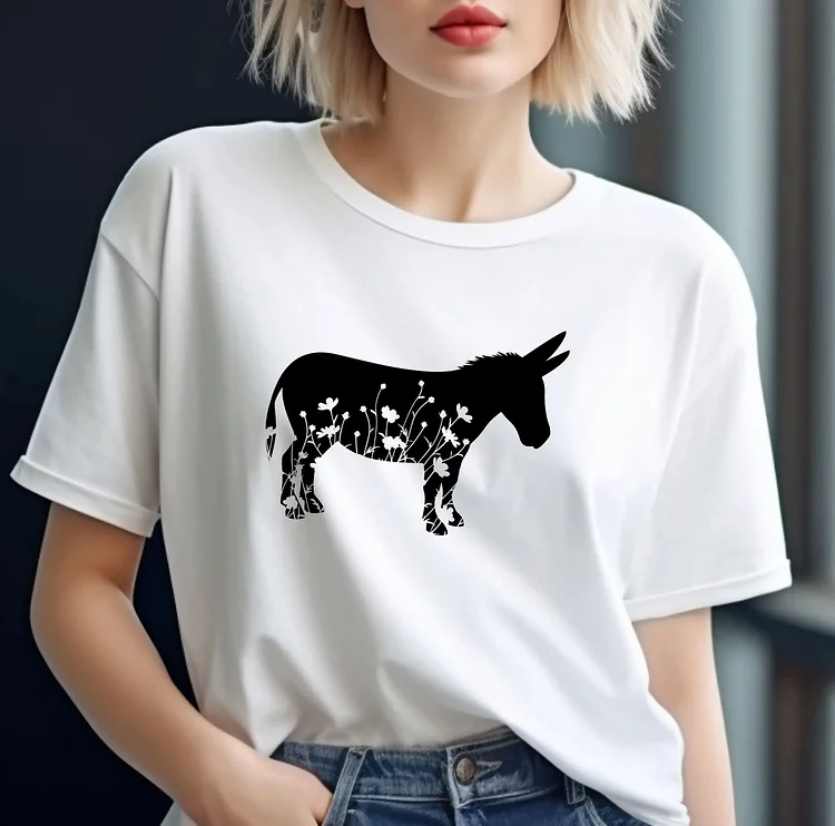 Funny Farmer Gifts Floral Donkey Farm Animal T-Shirt   