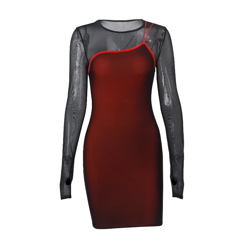 Uveng Uveng Spring And Summer New Fashion Sexy French Design Sense Sleeve Set Slim Wrap Hip Dress