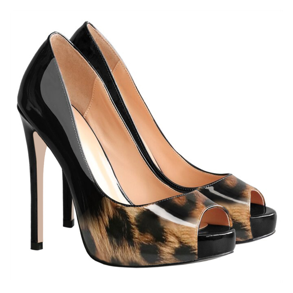 4.72'' Women's Platforms Heels Party Wedding Patent Pumps-MERUMOTE