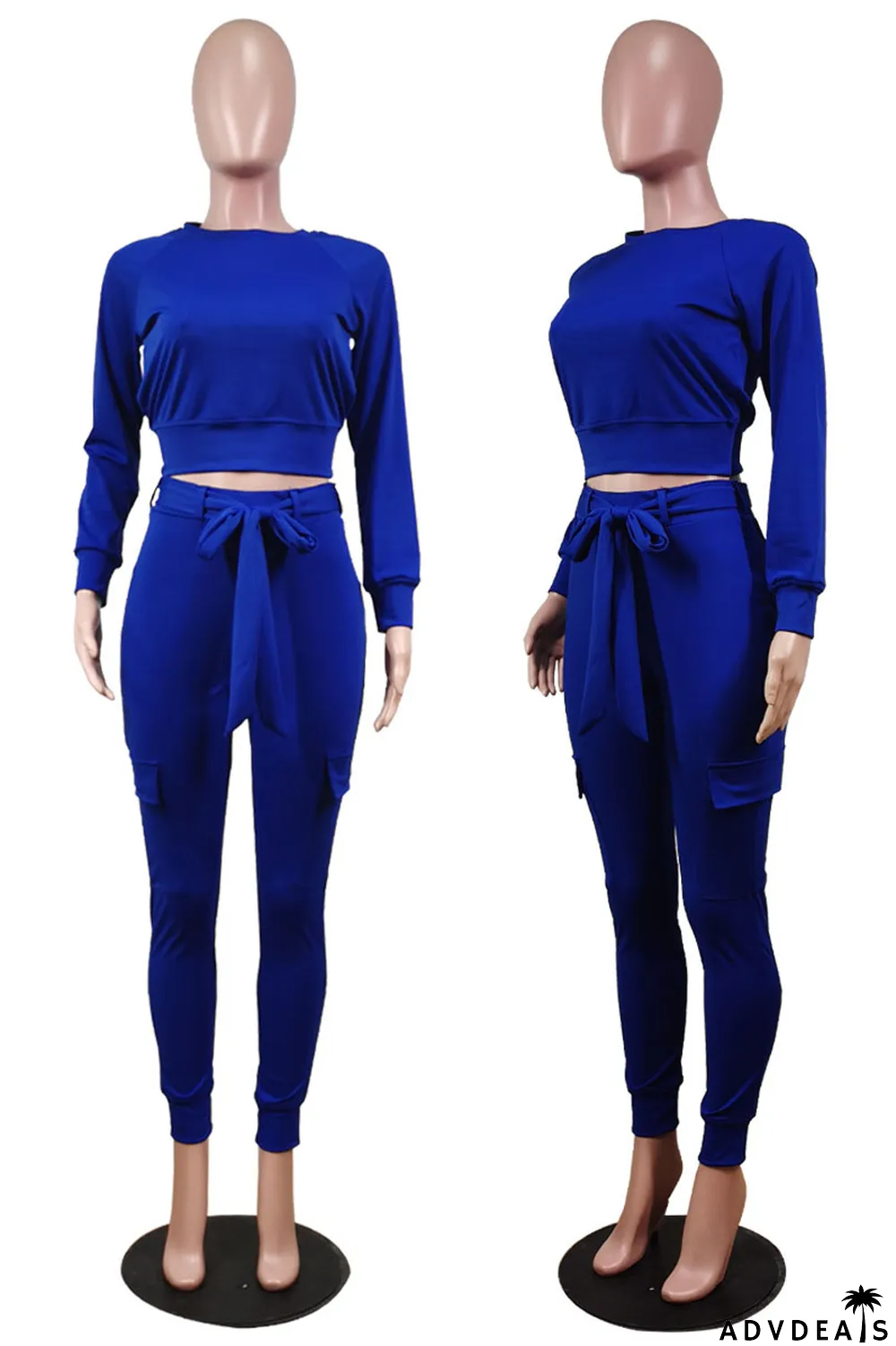 Blue Street Polyester Solid Split Joint O Neck Long Sleeve Regular Sleeve Short Two Pieces
