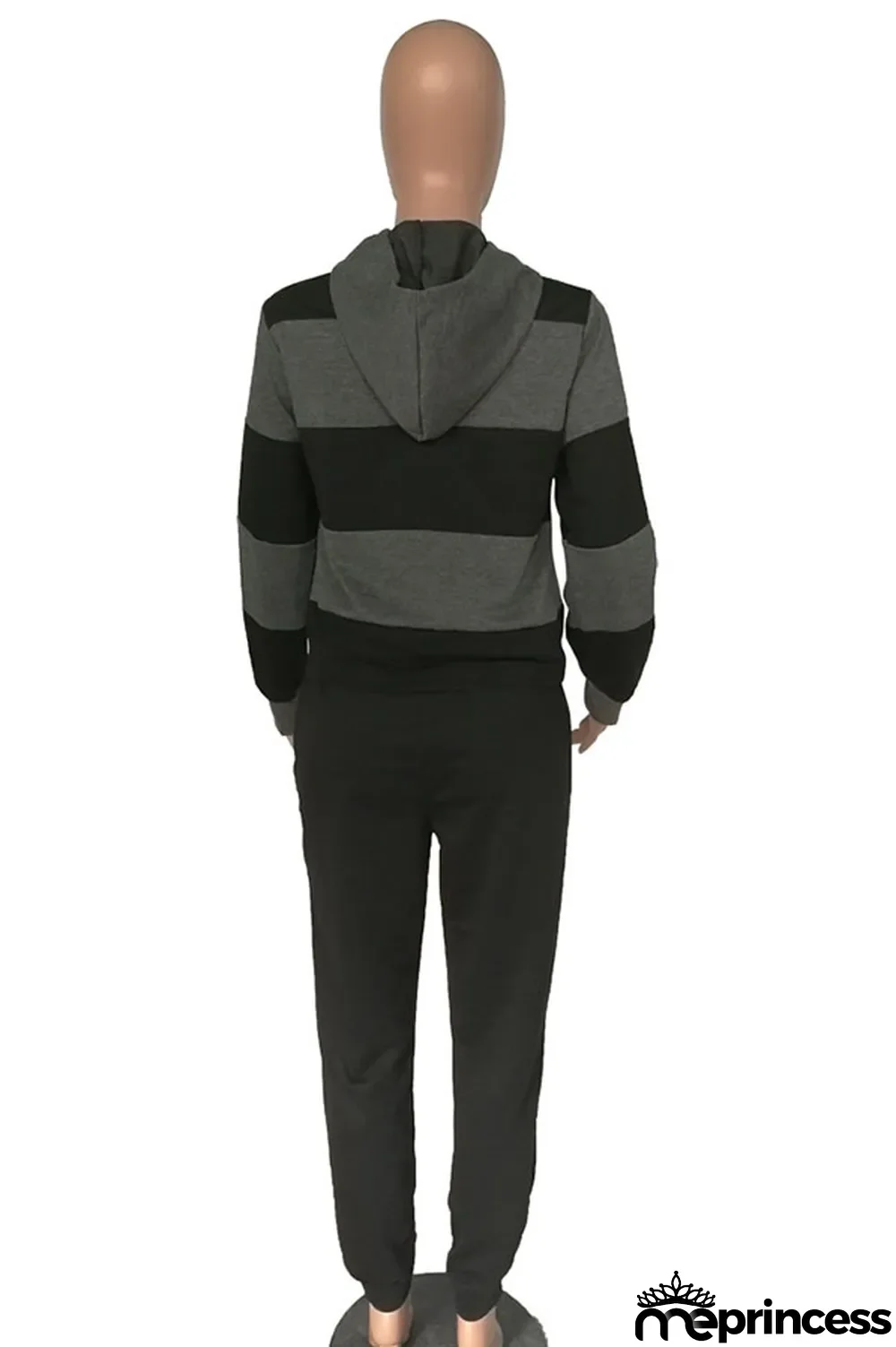 Red Polyester OL Striped Patchwork Print pencil Long Sleeve Two Pieces