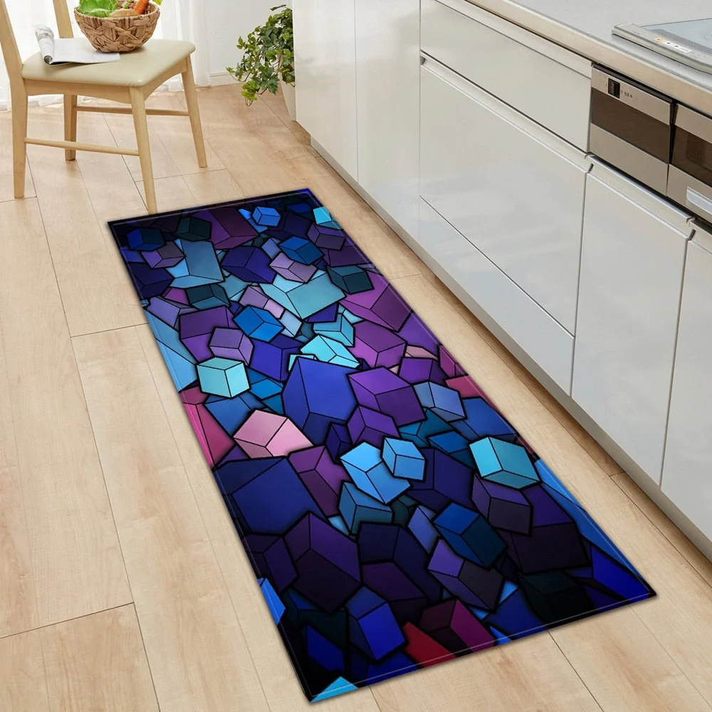Kitchen Mat Bedroom Entrance Doormat Hallway Tatami Floor Mat 3D Printed Bathroom Balcony Decoration Rug Anti-slip Long Carpet