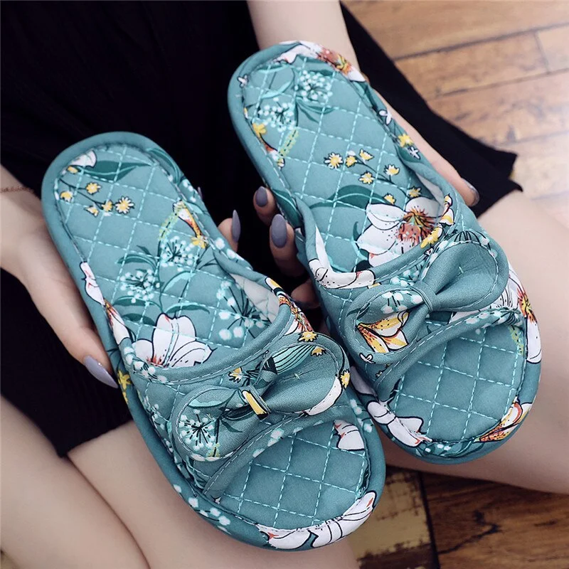 New Silent Women's Slipper Particles Non-Slip House Slippers for Women Soft Bottom Indoor Four Seasons Print Female Slippers