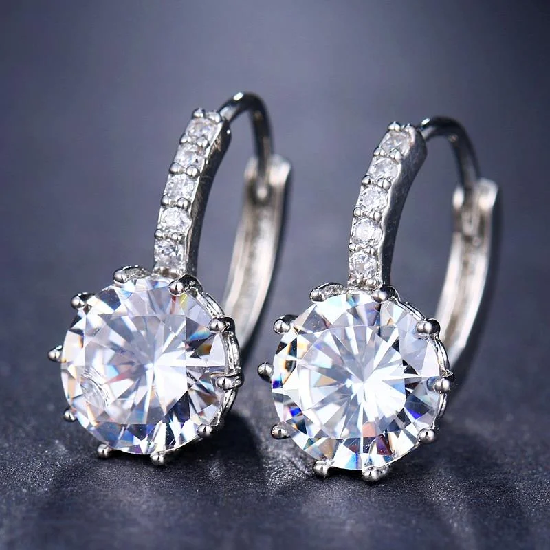 Princess Elegant Crystal Hoop Stud Earrings