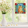 1PC-Diamonds Painting Stained Glass Cat Wall Sticker Home Decor