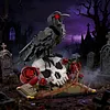 Gothic Floral Flower Model Set Eye-Catching Table Centerpiece Horror Skeleton Bouquet Building Set for Adults Kids Holiday Birthday Gift (Crow)